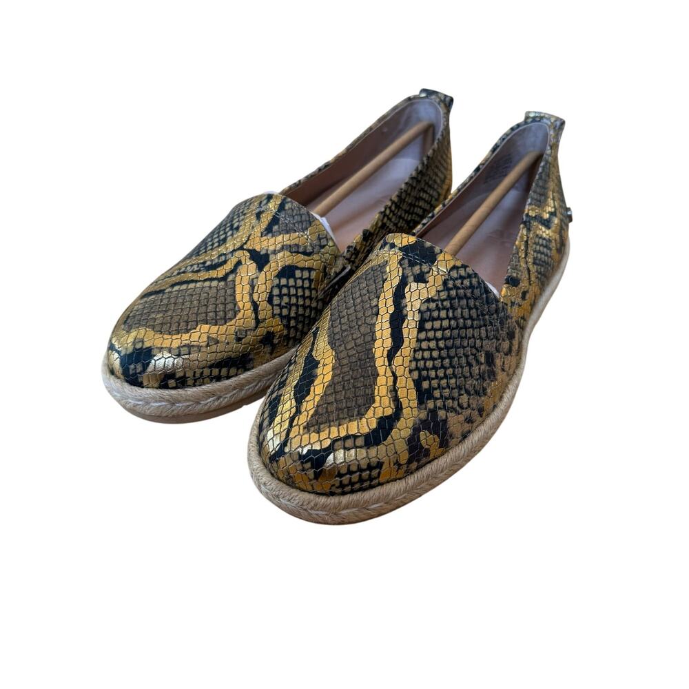 Abeo Blake Metallic Snakeskin Espadrilles Flats 8 Neutral